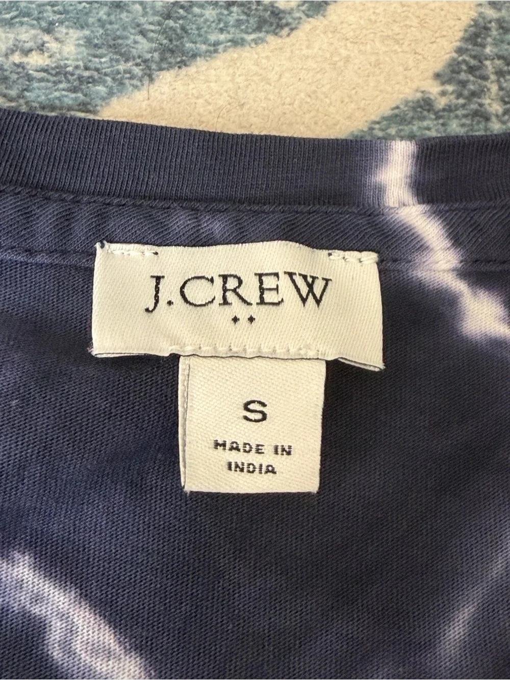 J. Crew Navy and White Tie-Dye V-Neck Tank